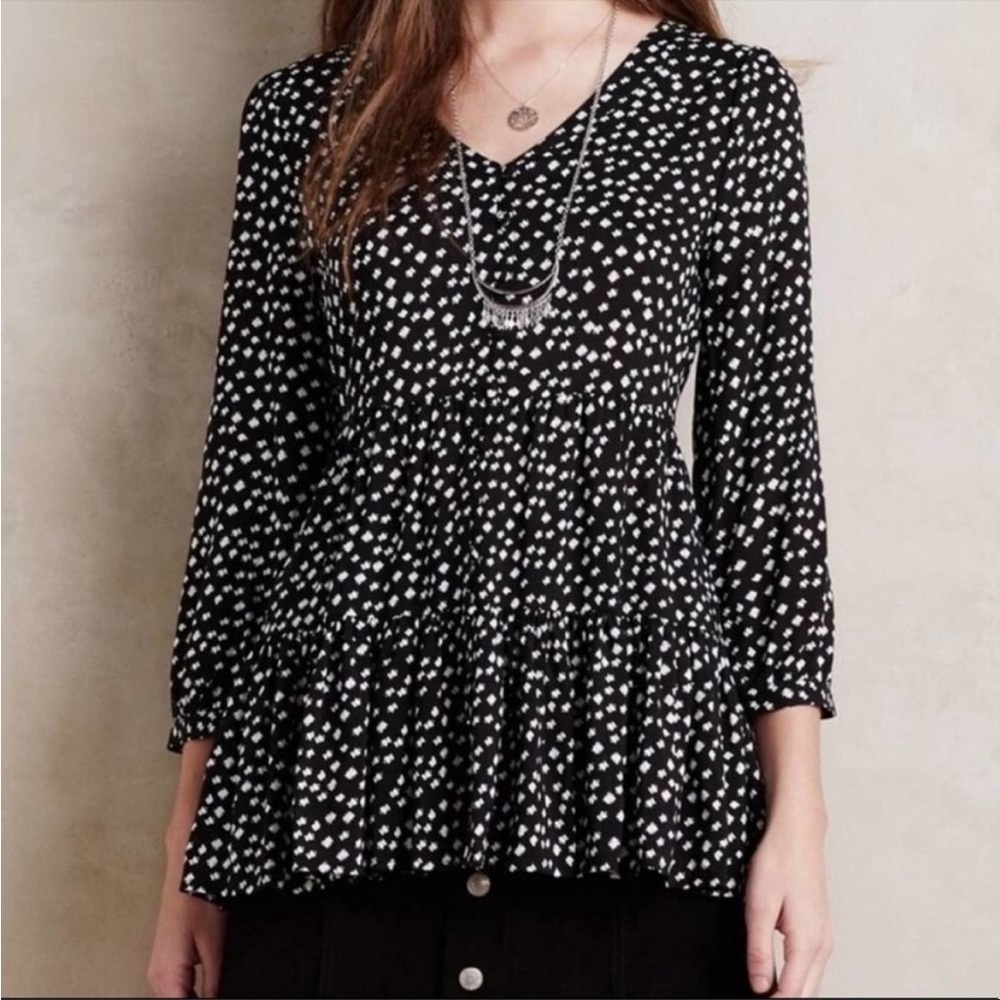 Anthropologie Maeve Lila Tiered Blouse XS